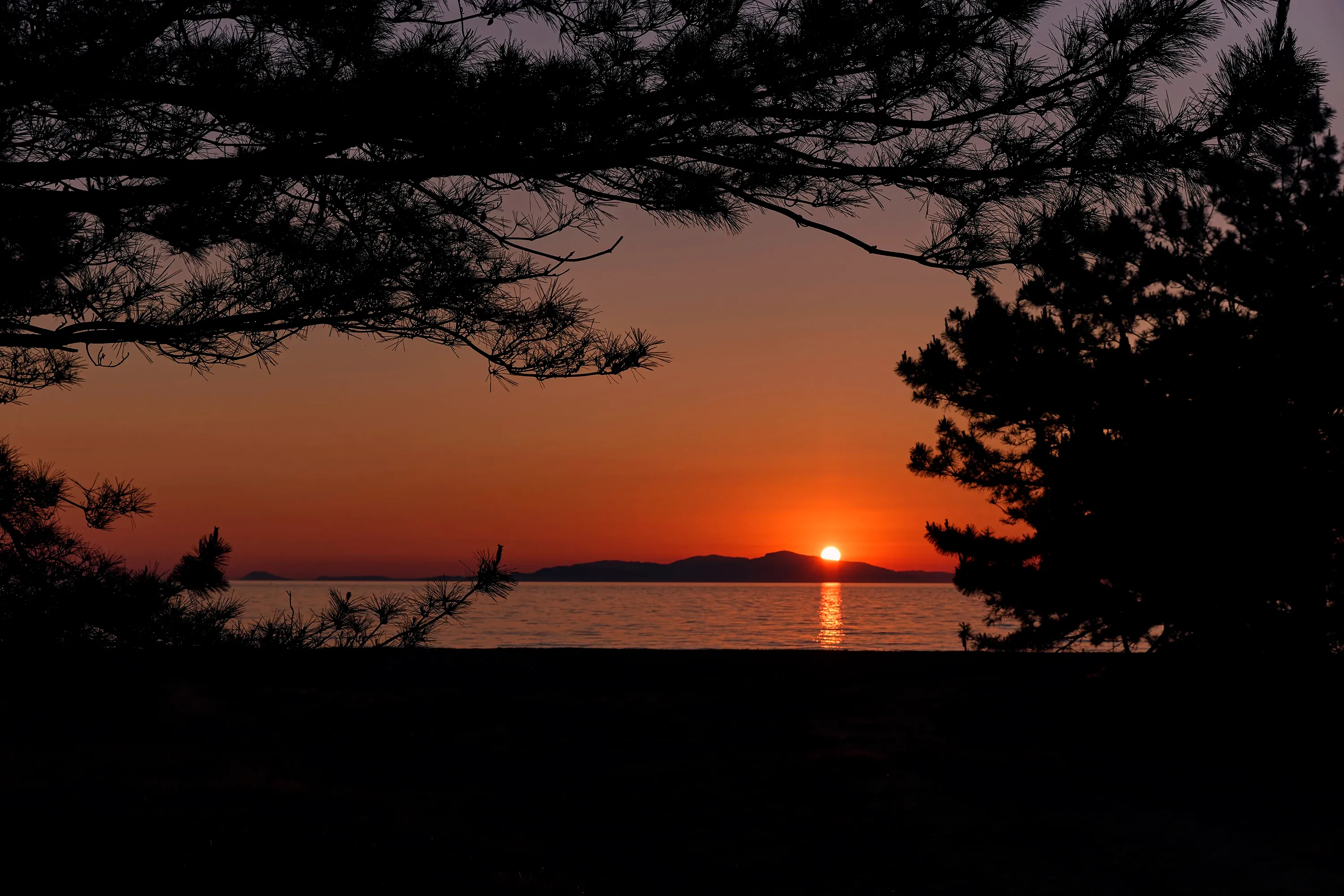 Sunset view over Awaji Island's landscape